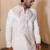 Ivory floral embroidered pure cotton kurta for men