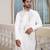 Ivory floral embroidered pure cotton kurta for men