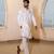 Ivory floral embroidered pure cotton kurta for men