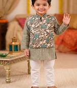 Grey block print kurta set