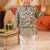 Grey block print kurta set