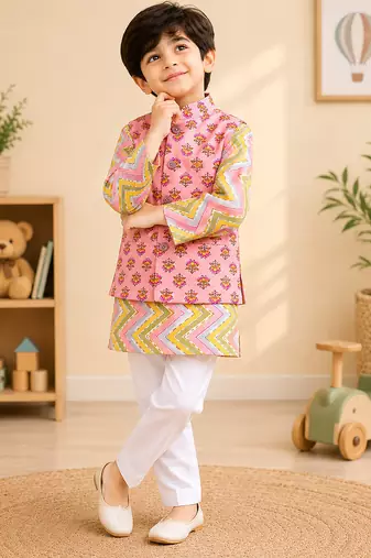 Peach pink kurta set