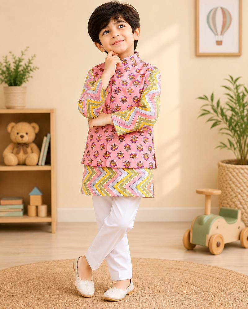 Peach pink kurta set