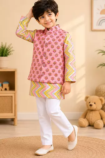 Peach pink kurta set