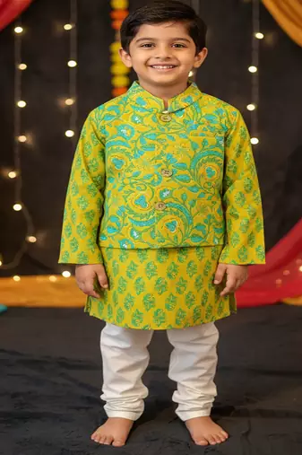 Green kurta pyjama set