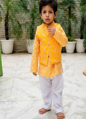Yellow kurta pyjama set 1