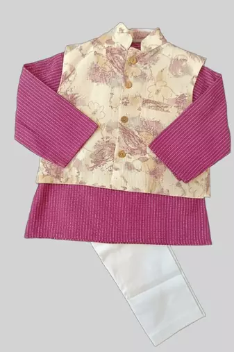 Abstract beige kurta set