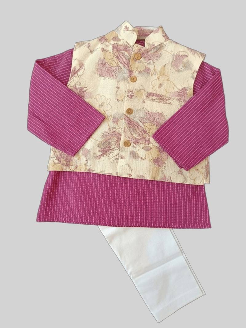 Abstract beige kurta set