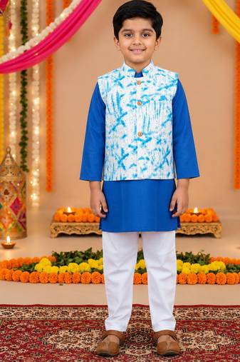 Schiffli blue kurta set
