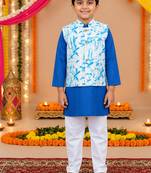 Schiffli blue kurta set