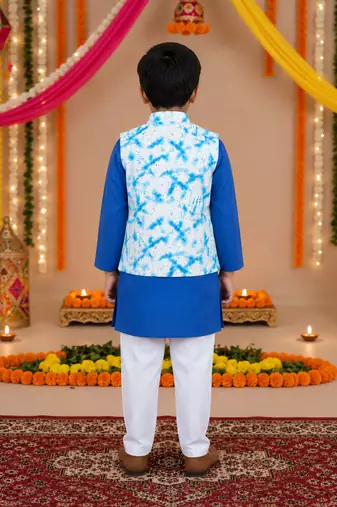 Schiffli blue kurta set