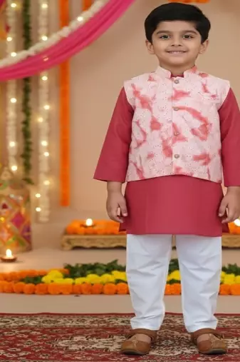 Peach rust kurta set