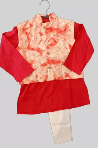 Peach rust kurta set
