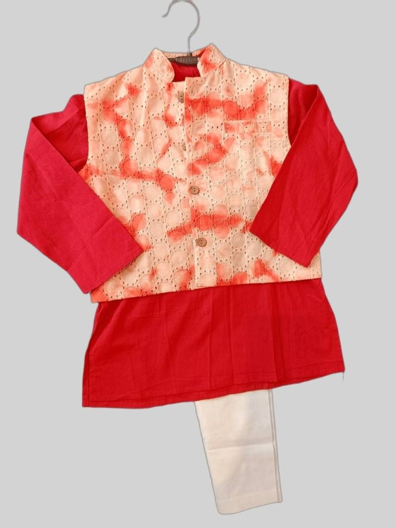 Peach rust kurta set