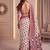 Cream ajrakh print crepe silk blend saree with mirror work blouse