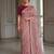 Peach fendy satin silk blend embroidered saree with cutwork border