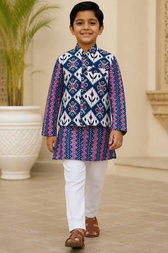Ikkat blue kurta pyjama set