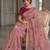 Peach fendy satin silk blend embroidered saree with cutwork border