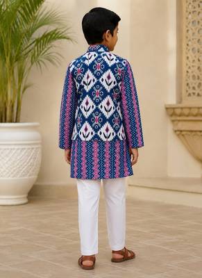 Ikkat blue kurta pyjama set 2