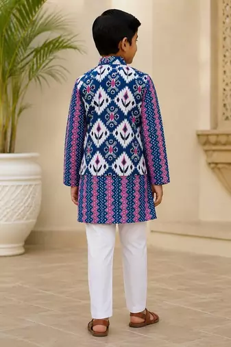 Ikkat blue kurta pyjama set