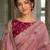 Peach fendy satin silk blend embroidered saree with cutwork border