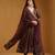 Plum brown embroidered cotton tissue long kurti set