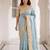 Blue kanjivaram silk blend embroidered saree with unstitched blouse