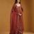 Rust orange embroidered cotton tissue anarkali set