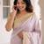 Lavender kanjivaram silk blend embroidered saree with unstitched blouse