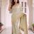 Sea green kanjivaram silk blend embroidered saree with unstitched blouse