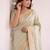 Sea green kanjivaram silk blend embroidered saree with unstitched blouse