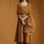 Mustard yellow embroidered cotton tissue long kurti set