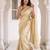 Gold kanjivaram silk blend embroidered saree with unstitched blouse