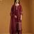 Maroon embroidered chanderi long kurti set