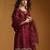 Maroon embroidered chanderi long kurti set