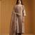 Metallic beige embroidered chanderi long kurti set