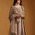 Metallic beige embroidered chanderi long kurti set