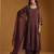 Plum brown embroidered cotton tissue long kurti set