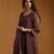 Plum brown embroidered cotton tissue long kurti set