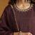 Plum brown embroidered cotton tissue long kurti set