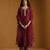 Maroon embroidered chanderi long kurti set