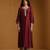 Maroon embroidered chanderi long kurti set