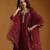 Maroon embroidered chanderi long kurti set