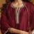 Maroon embroidered chanderi long kurti set