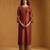 Rust red embroidered chanderi long kurti set
