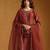 Rust red embroidered chanderi long kurti set