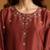 Rust red embroidered chanderi long kurti set