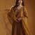 Antique gold embroidered chanderi long kurti set