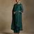 Emerald green embroidered chanderi long kurti set