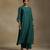 Emerald green embroidered chanderi long kurti set